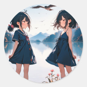 Mirrored Daydreams by the Lake Classic Round Sticker