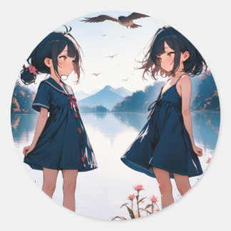 Mirrored Daydreams by the Lake Classic Round Sticker