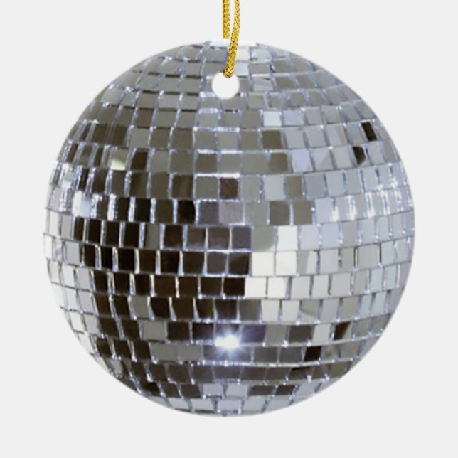 Mirrored Disco Ball 1 Ceramic Tree Decoration (Front)