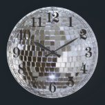 Mirrored Disco Ball 1 Large Clock<br><div class="desc">10.75” round acrylic wall clock with an image of a beautiful mirrored disco ball. See the entire Disco 70s Clock collection in the DECOR | Clocks section.</div>