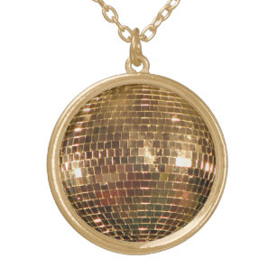 Mirrored Disco Ball 2 Gold Plated Necklace