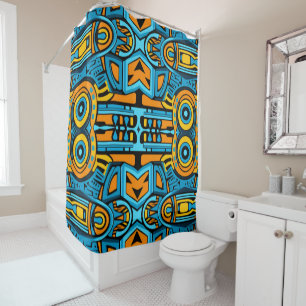 Mirrored Mosaic: Anamorphic Turquoise & Blue Shower Curtain