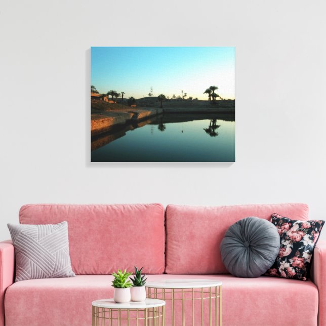 Mirrored Nile River Sunset Egyptian Canvas Print (Insitu(LivingRoom))
