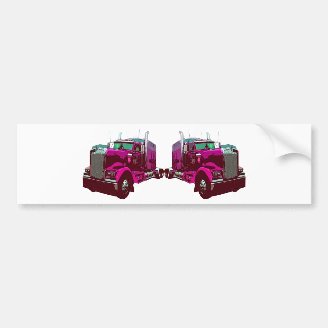 Mirrored Pink Semi Truck Bumper Sticker (Front)