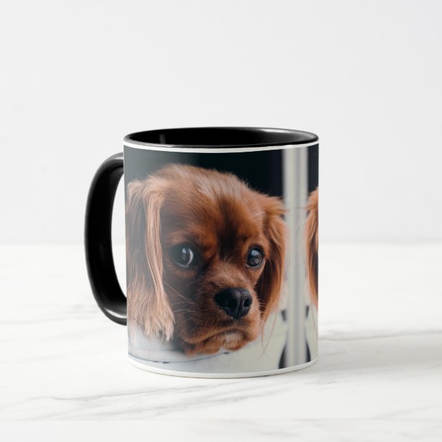 Mirrored Ruby Cavalier King Charles Spaniel Dog Mug (Front Left)