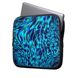 Mirrored squares in crooked blue and green image laptop sleeve