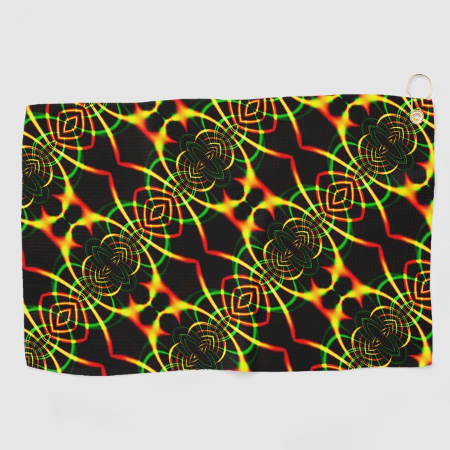 Mirroring, colourful spider legs and tentacles golf towel (Horizontal)