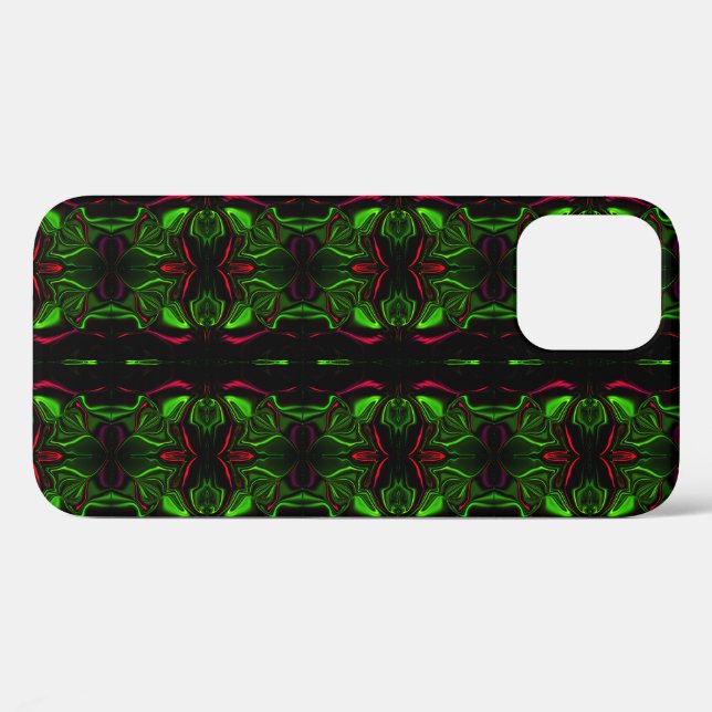 Mirroring curved red strokes on green background Case-Mate iPhone case (Back (Horizontal))