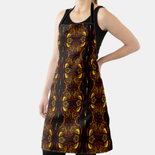 Mirroring of red gold curved traces with dark part apron