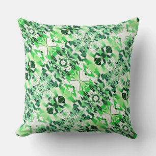 Mirroring of twisted shapes, white and green tones cushion