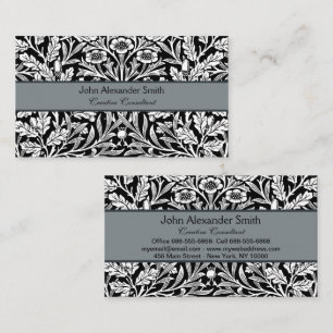 Mirrors's Acorns and Oak Leaves Black & White Business Card