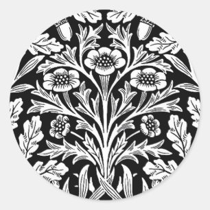 Mirrors's Acorns and Oak Leaves Black & White Classic Round Sticker