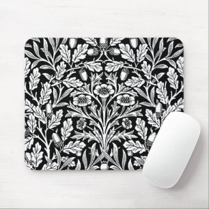 Mirrors's Acorns and Oak Leaves Black & White Mouse Mat
