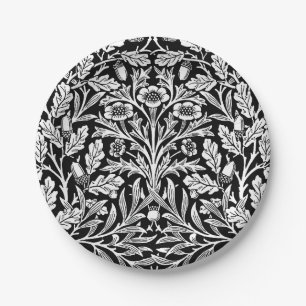 Mirrors's Acorns and Oak Leaves Black & White Paper Plate