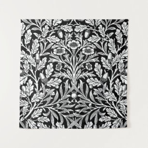 Mirrors's Acorns and Oak Leaves Black & White Tapestry