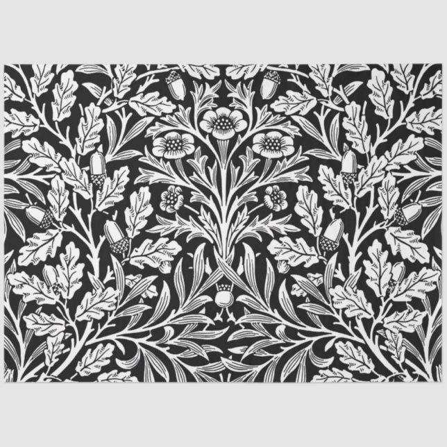 Mirrors's Acorns and Oak Leaves Black & White Tissue Paper (Front)