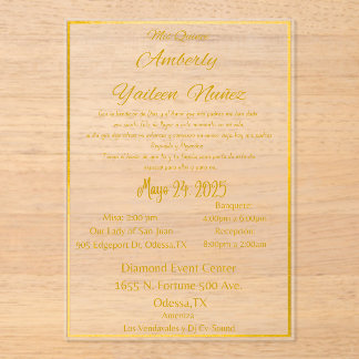 MIS QUINCE ACRYLIC INVITATIONS