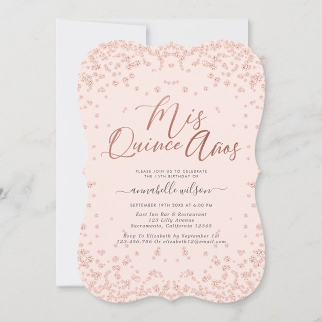 Mis Quince Años Blush Quinceañera Invitation (Front)