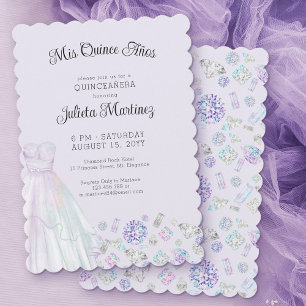 Mis Quince Anos Diamond Princess Lilac Quinceanera Invitation