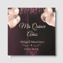 Mis Quince Años Guest Book | Elegant Green & Gold 