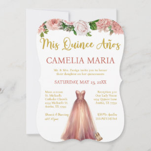 Mis Quince Anos Pink Gold Birthday Invitation