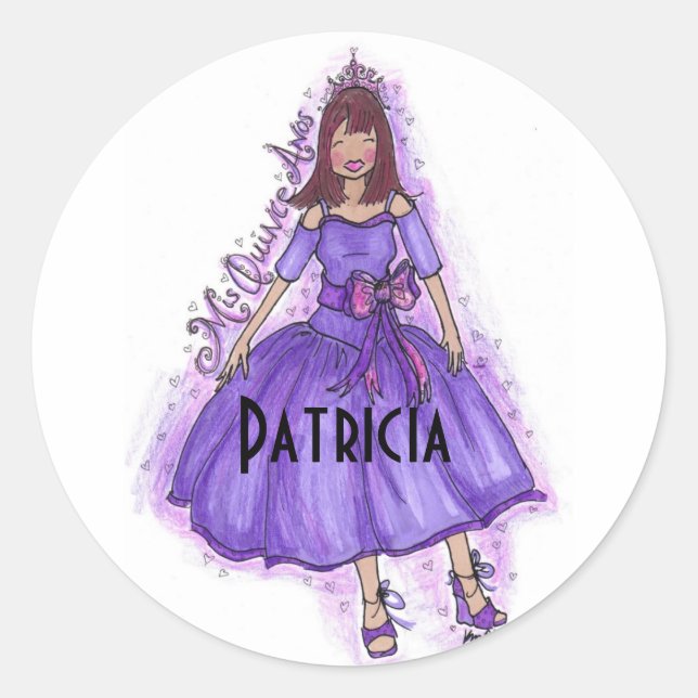 MIS QUINCE ANOS - PURPLE CLASSIC ROUND STICKER (Front)