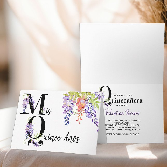 Mis Quince Anos PurpleWisteria 15th Birthday Invitation (Mis Quince Invitation from my Purple Wisteria Quinceanera Collection)