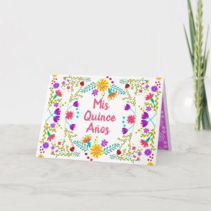 Mis Quince Anos Quinceanera Floral Mexican Fiesta Invitation