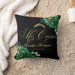 Mis Quince black green Welcome sign Cushion