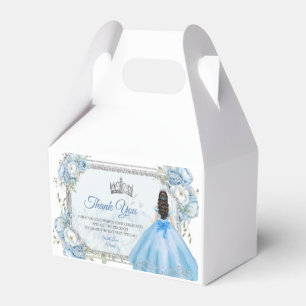 Mis Quince Blue Floral Silver Crown Quinceañera Favour Box