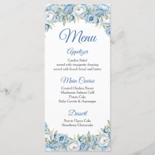 Mis Quince Blue Floral Silver Crown Quinceañera Menu