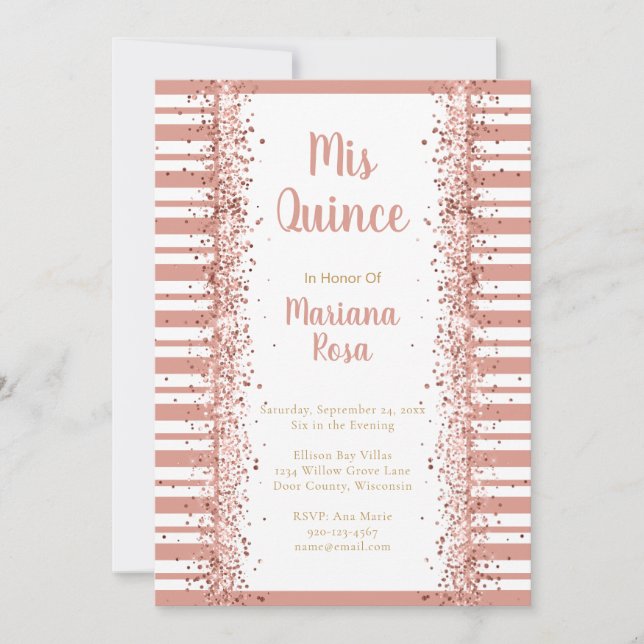 Mis Quince Blush Pink Glitter Quinceañera 15th Invitation (Front)