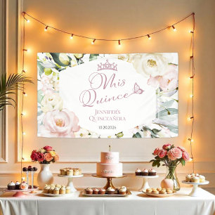 Mis Quince   Boho Floral Frame Quinceañera Banner