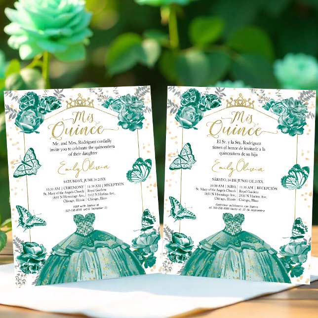 Mis Quince Budget Invitation Bilingual Butterfly (Creator Uploaded)