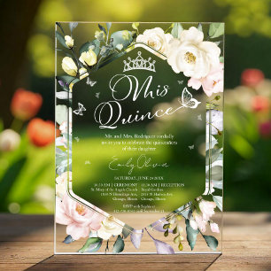 Mis Quince   Butterfly Boho Floral Quinceañera Acrylic Invitations
