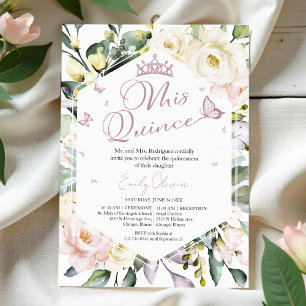 Mis Quince   Butterfly Floral Photo Quinceañera  Invitation