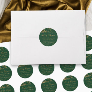 Mis Quince Emerald Green and Gold Leaf 15 Birthday Classic Round Sticker