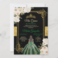 Mis Quince Emerald Green & White Floral Birthday