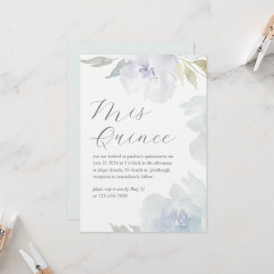 Mis Quince Floral Birthday Quinceañera Laid Paper Invitation