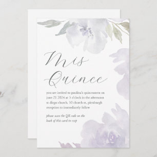 Mis Quince Floral Birthday Quinceañera QR Code Invitation