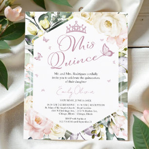 Mis Quince   Floral Photo Quinceañera Invitation