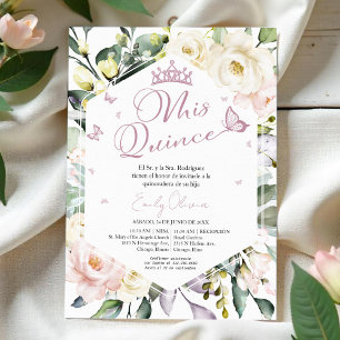 Mis Quince   Floral Photo Quinceañera Spanish Invitation
