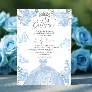Mis Quince Invitation Spanish Dusty Blue Dress