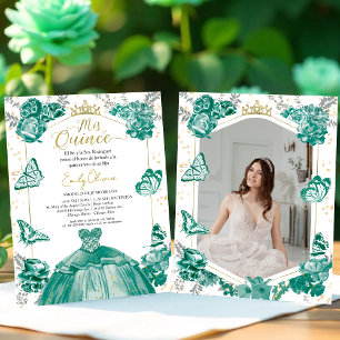 Mis Quince Photo Budget Invitation Spanish Green