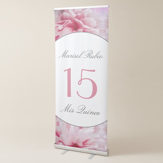Mis Quince Pink Floral  Retractable Banner (3/4)
