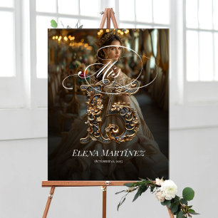 Mis Quince Quinceanera welcome sign with photo