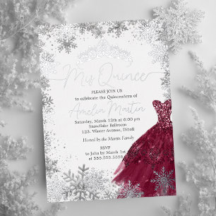 Mis Quince Snowflake Burgundy Quinceanera