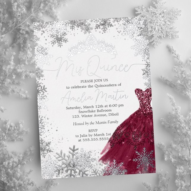Mis Quince Snowflake Burgundy Quinceanera (Creator Uploaded)