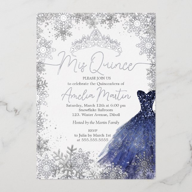 Mis Quince Snowflake Navy Quinceanera (Front)