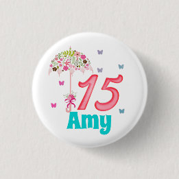 Mis Quinces 15th Birthday 15 years old Custom 3 Cm Round Badge